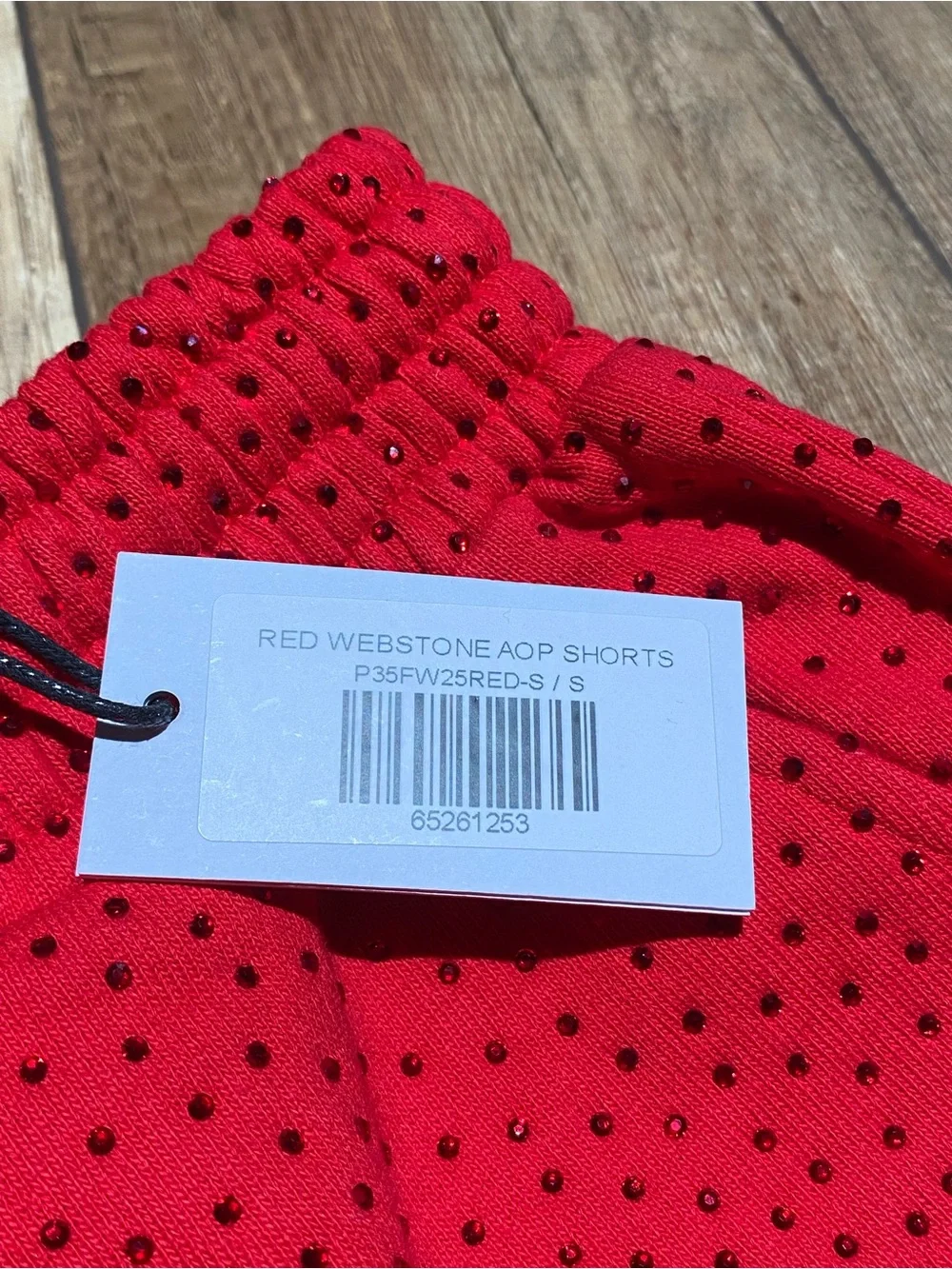 Sp5der Red VVS Rhinestone Shorts with Black Logo Brand New Mens Size S